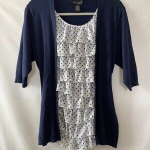 Question By Say What? Womens Navy Blue Layered Ruffle Inbuilt Blouse Top Size XL